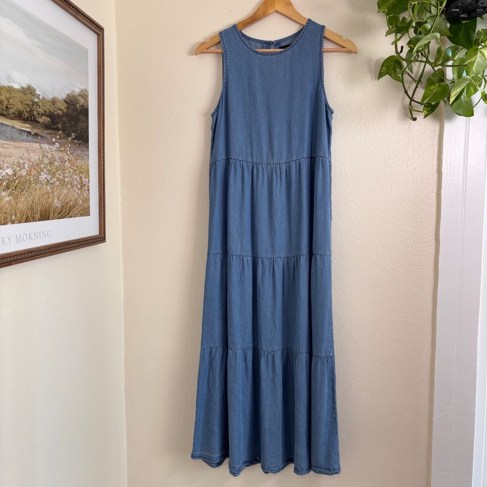 OVS denim mini dress tiered babydoll size XS boho soft
